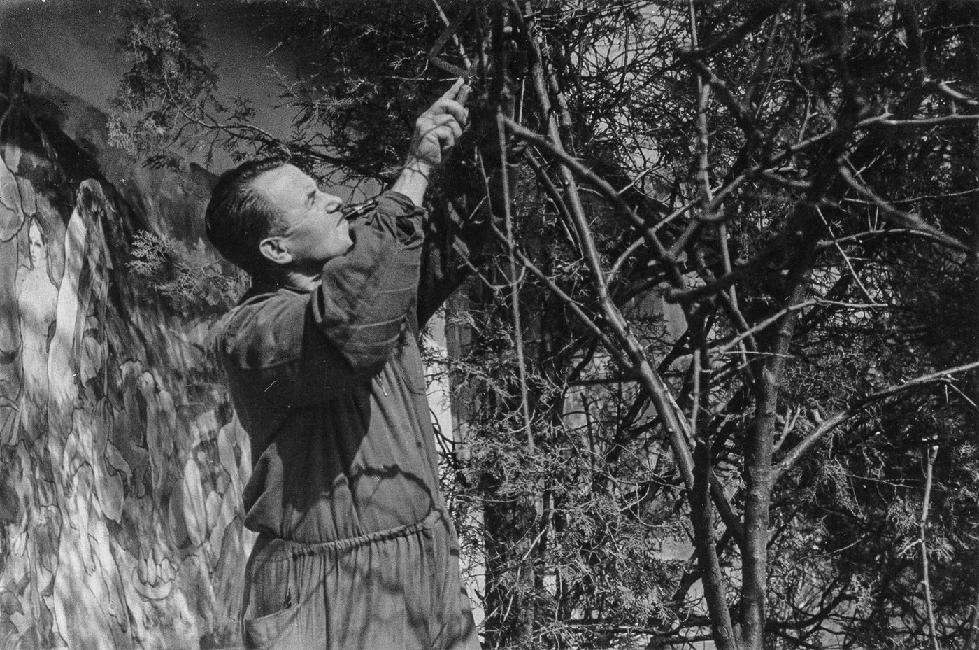 Adalbert Erdeli in his garden