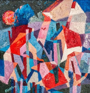 V. Bobita ’Colourful Evening’, 2015, oil on canvas, mixed technique, 60x60