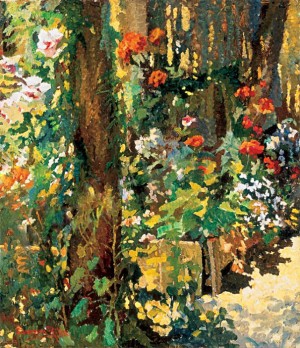 R. Boemm 'Sunny Flower Garden', oil on canvas, 75x64