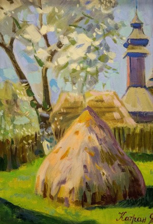 Y. Katran Spring In Village', 2017, oil on cardboard, 25x35