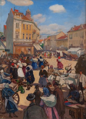 Y. Bokshai Market In Uzhhorod', 1927, oil on cardboard, 80x59
