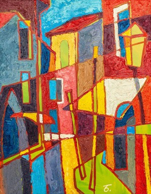V. Bobita ’Funny Town’, 2018, oil on canvas, mixed technique, 60x50
