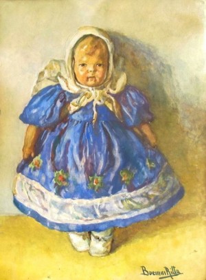 R. Boemm Little Girl', watercolour on paper, 44x34