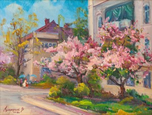 V. Svaliavchyk Cherry Blossom', 2018, oil on canvas, 55x65