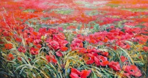 A. Sakalosh Poppies', 2018, oil on canvas, 60x112