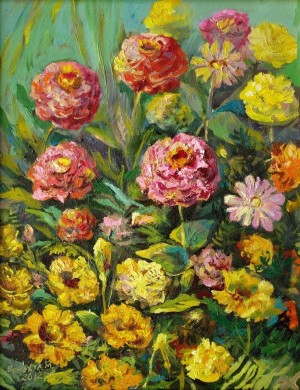 Zinnia Flowers', 2012, oil on canvas, 40x50