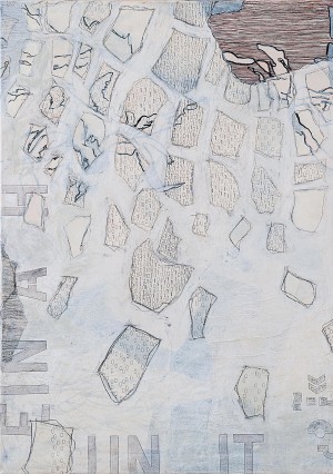 S. Guneke ’o. T’, triptych, 2013, mixed technique on canvas, 50x70