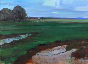 D. Mitsovda A Cloudy Sky Above The Houses', 2018, oil on canvas, 60x80