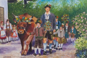 H. Nevinchana-Martin Procession At Trinity In German Village', 2018, acrylic on canvas, 50x70
