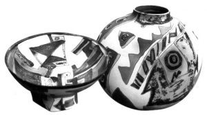 Decorative Vases, 1998, porcelain, salt, authors technique