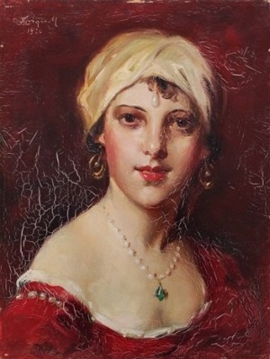 A Woman From Harem In A Red Dress, 1926, oil on canvas, 40х30