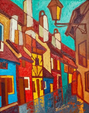 V. Bobita ’Golden Street’, 2018, oil on canvas, mixed technique, 60x50