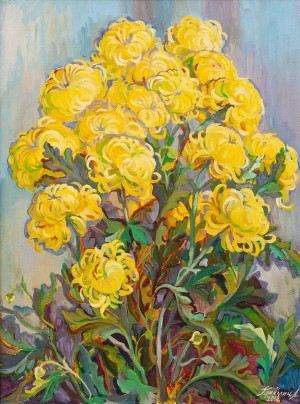 L. Pryimych ’Chrysanthemums’, 2012, oil on canvas, 80x60