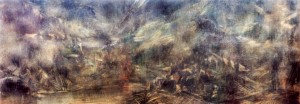 Village in the Mountains, 1946, paper, pastel, 69x182