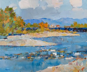 Y. Dulin The Tisza River. Korolevo Village', 2018, oil on canvas, 50x60