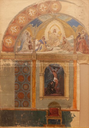 Езкіз розпису інтер’єру монастирської церкви, 1934 The Sketch Of The Painting Of The Interior Of The Monastery Church, 1934

