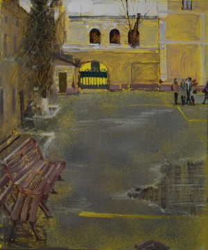 'School Yard', oil on canvas