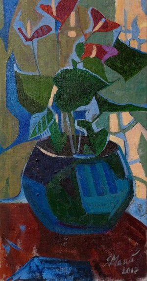 Y. Mahei Peace Lily', 2017, oil on canvas 