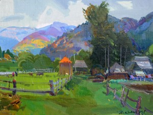 Carpathian Autumn in Tukhlia Village, 2009, oil on canvas, 50x70