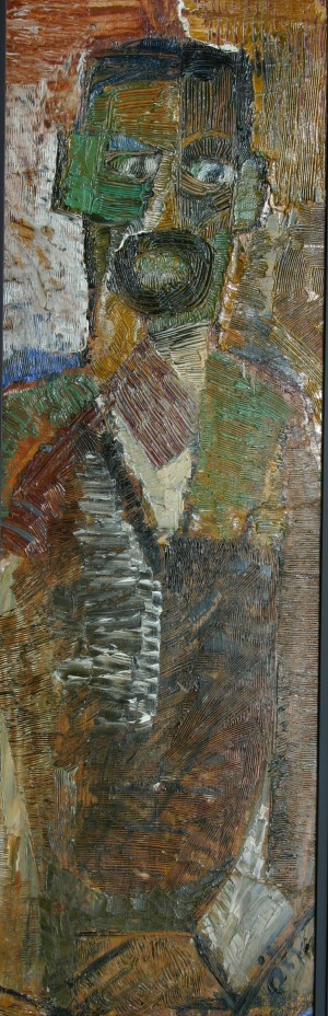 Self-portrait, from the photo archive of Y. Nebesnyk, 1970s, oil on cardboard, 115x33