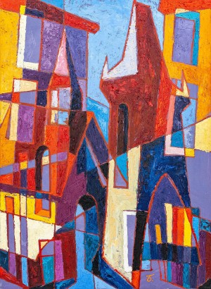 V. Bobita ’Town Tower’, 2018, oil on canvas, mixed technique, 110x80