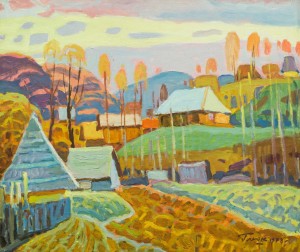 Mountain Village In Autumn, 1978, oil on canvas, 59x69