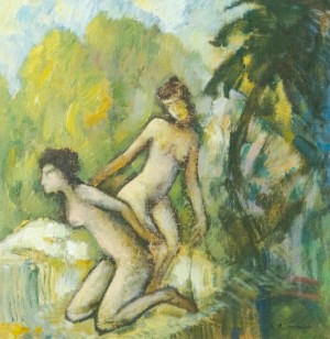 Two Girls Near The Water, 2004, oil on canvas, 60x60