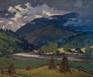 A. Kashshai The Black Tisza River', 1958, oil on canvas, 109x130