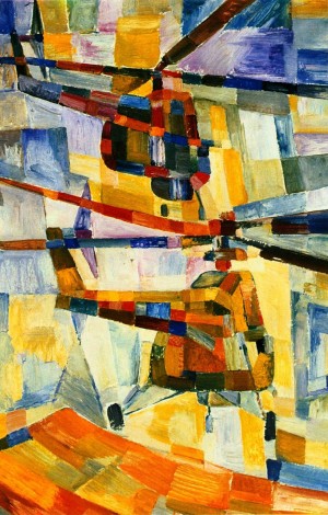 Two Helicopters', 1975, oil on cardboard, 80x50