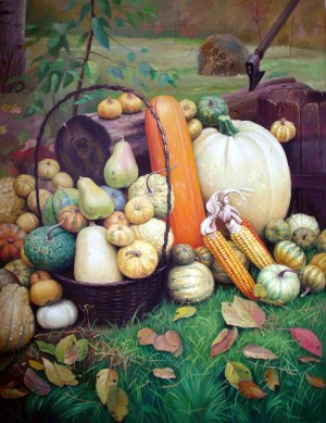 Pumpkins, oil on canvas, 84x64