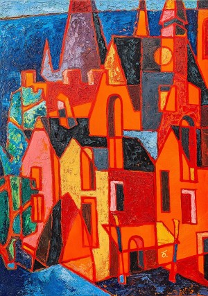 V. Bobita ’Prague. West’, 2018, oil on canvas, mixed technique, 120x85