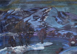 Mountains In Winter, pastel on cardboard, 48x68