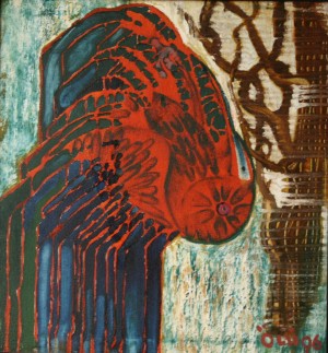 Crow, from the photo archive of Y. Nebesnyk, 1996, oil on canvas, 56x52