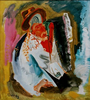 Hutsul Pipe, from the photo archive of Y. Nebesnyk, 1993, oil on canvas, 100x91