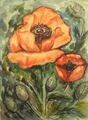  Poppies, 1983, pastel on paper, 36x38