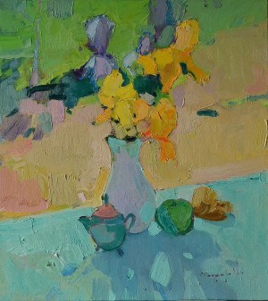 'Yellow Irises', 2018, oil on canvas, 60x65