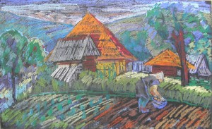 In the Garden-bed, 1983, pastel on paper, 38x61
