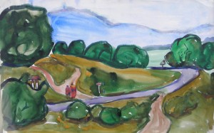 In the Mountain Pass, 1983, watercolour on paper, 32x49