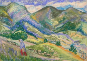 On Polonyna, 1984, pastel on paper, 43x62
