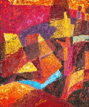 V. Bobita ’Red Evening’, 2015, oil on canvas, mixed technique, 60x50