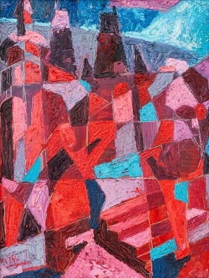 V. Bobita ’Red Hail’, 2018, oil on canvas, mixed technique, 50x40