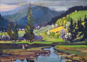 Transcarpathian Motif, the 1960s, oil on canvas, 64x90