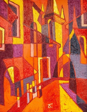 V. Bobita ’Red Lane’, 2018, oil on canvas, mixed technique, 60x50
