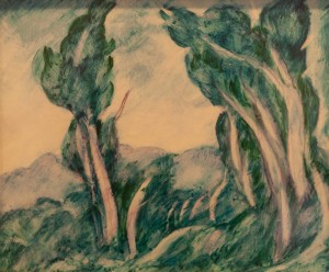 B. Kosariev ’Willows’, 1922, tempera on cardboard 