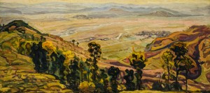 Terebli valley, 1960, cardboard, oil, 53х111