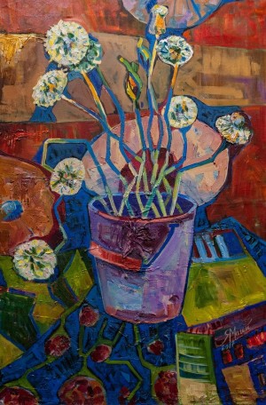 Y. Mahei "Dandelions", 2017, oil on canvas