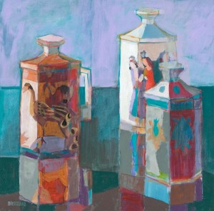 Chinese Cups On Lilac Background, 2009, oil on canvas, 40x40