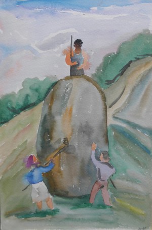 Haymaking, 1984, watercolour on paper, 25x37