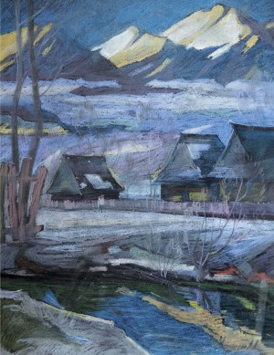 Winter Village, pastel on cardboard, 63x47