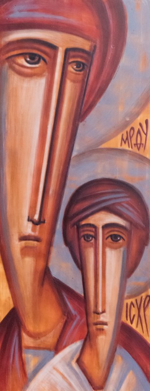 V. Mamchur The Virgin with the Baby', encaustic, 55x27